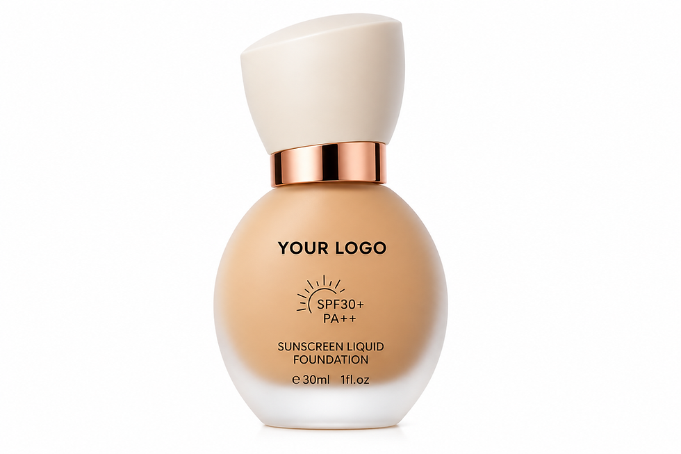 Private label luxury liquid foundation with SPF 30.