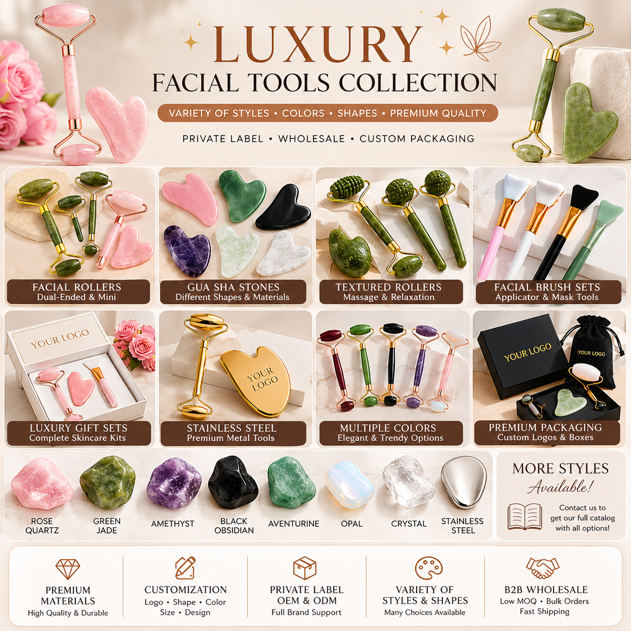Private Label Facial Roller & Gua Sha Collection