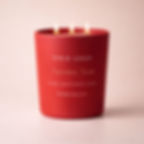 Thumbnail: Private label soy wax natural candle in a red jar with three wicks.