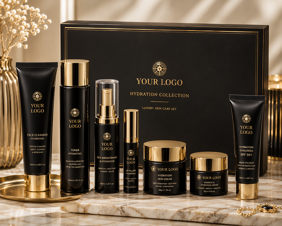 Thumbnail: Luxury private label skincare hydration collection on display.