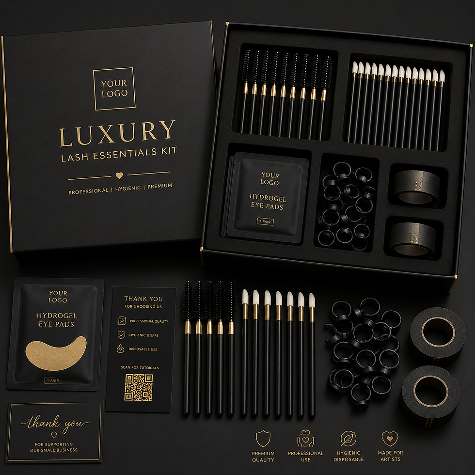 섬네일: Luxury Lash Essentials Kit with professional eyelash tools.