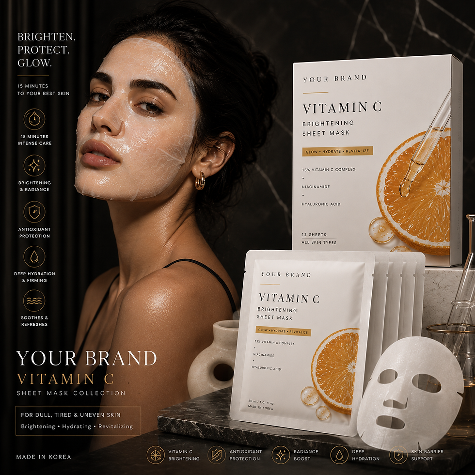 Thumbnail: Woman wearing a Vitamin C sheet mask for private labeling.