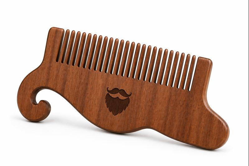 Thumbnail: Wooden beard comb from the white grooming set