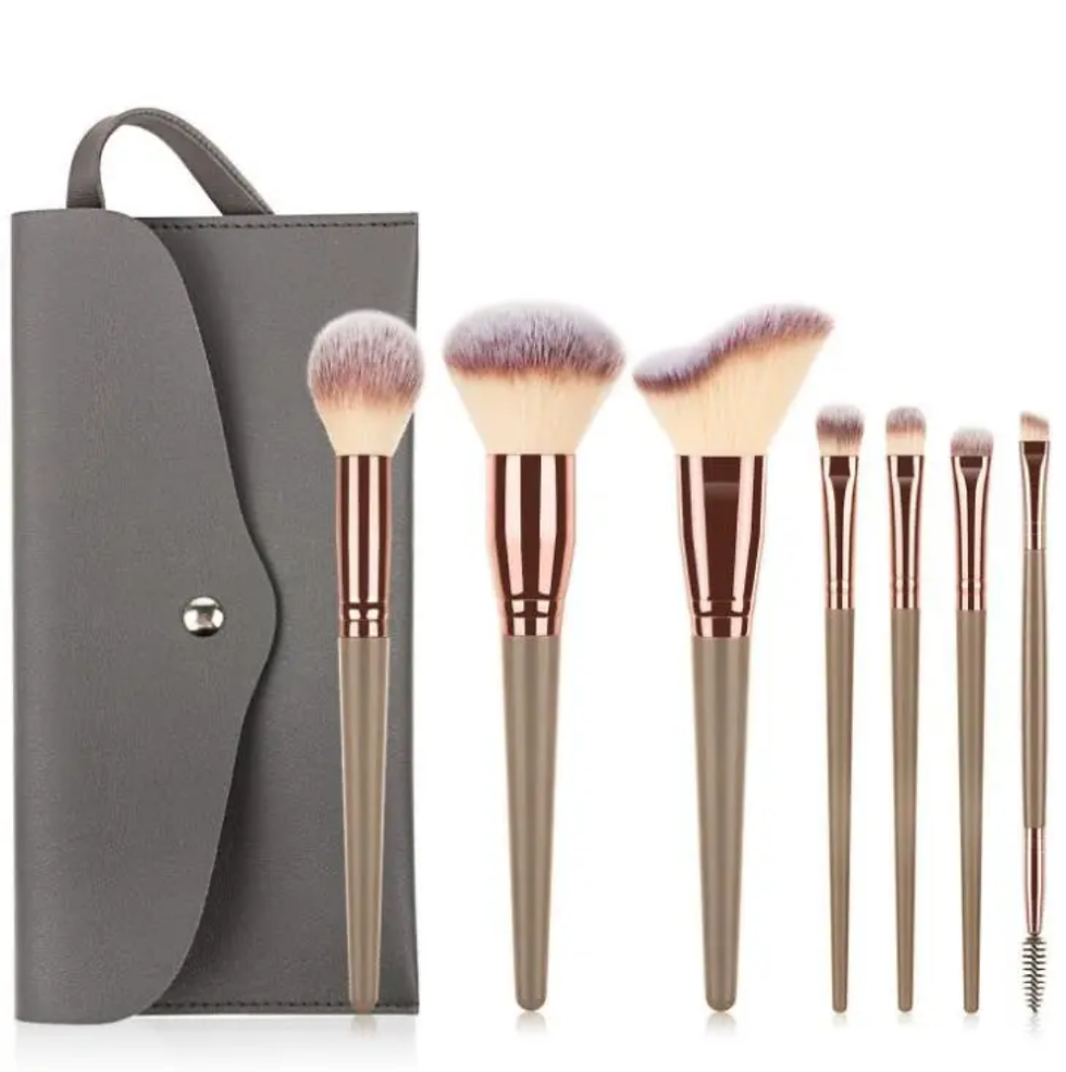 Miniatura: Private labeling luxury brushes set with grey travel pouch