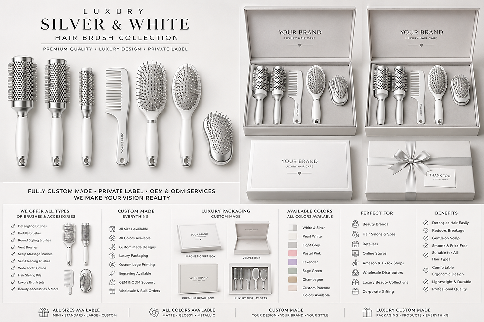 섬네일: Luxury Private Label Silver and White hair brush collection