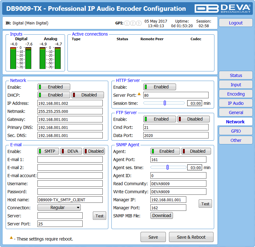 Miniature : DB9009-TX - Encodeur audio multiprotocole sur IP de deuxième génération