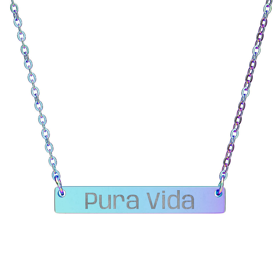 Thumbnail: Pura Vida Engraved Horizontal Bar Necklace