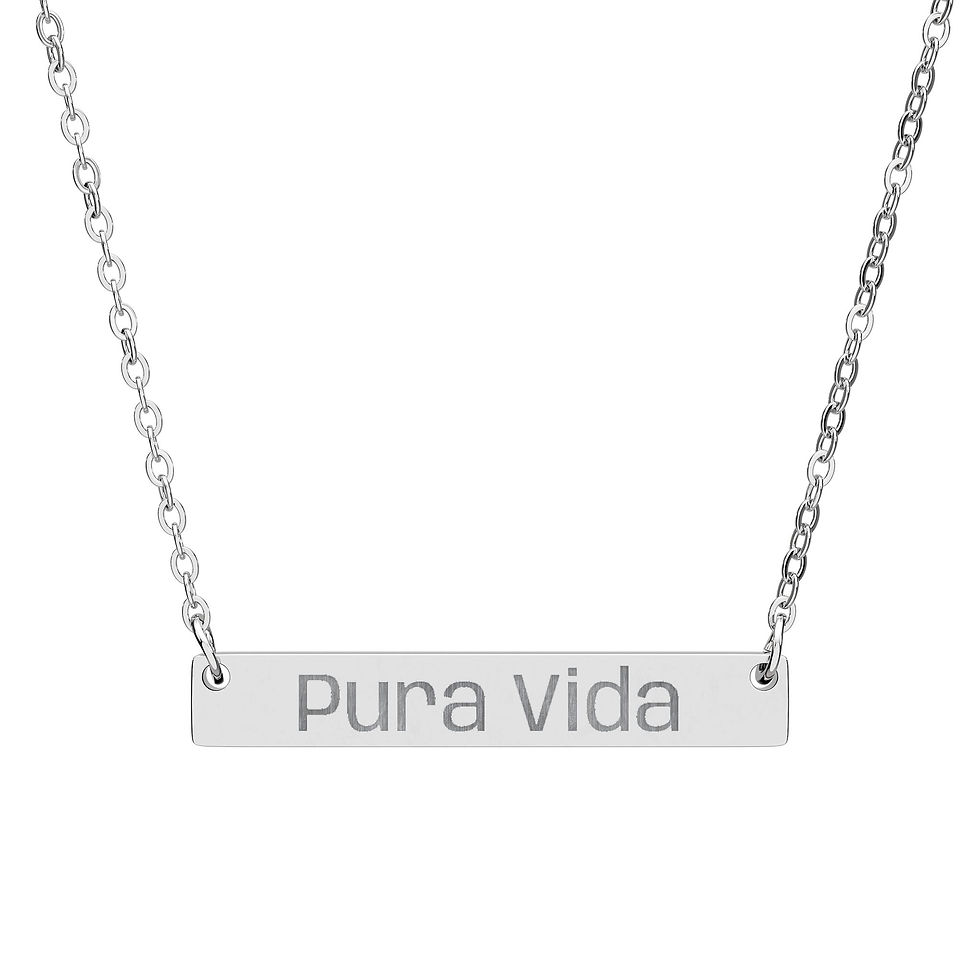 Thumbnail: Pura Vida Engraved Horizontal Bar Necklace