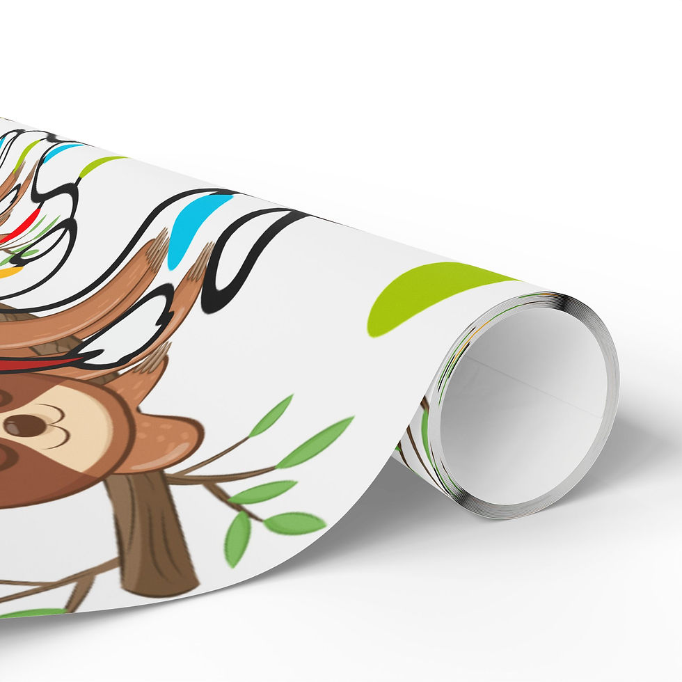 Thumbnail: Festive Sloth Wrapping Paper - Holiday Gift Wrap for Christmas Celebrations