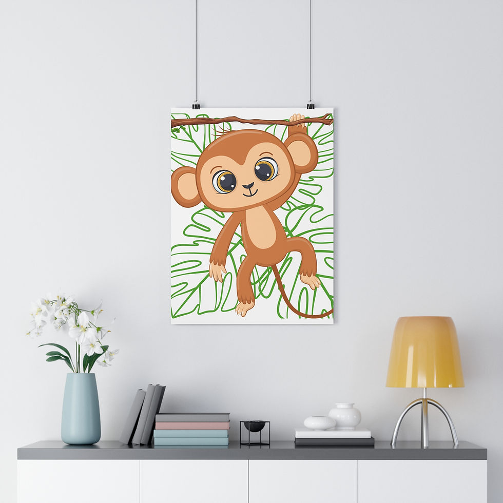 Thumbnail: Cute Monkey Paper Poster - Adorable Wall Art for your Nursery