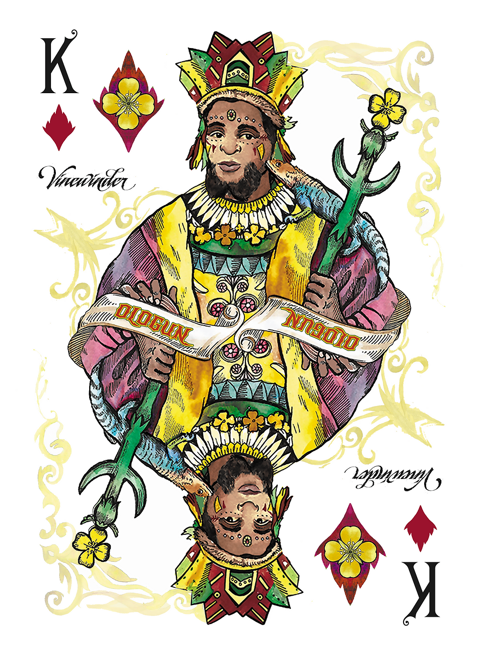 House of Grayraven presents: the Arboros King of Diamonds hand drawn by artist Evgenya Zhade.