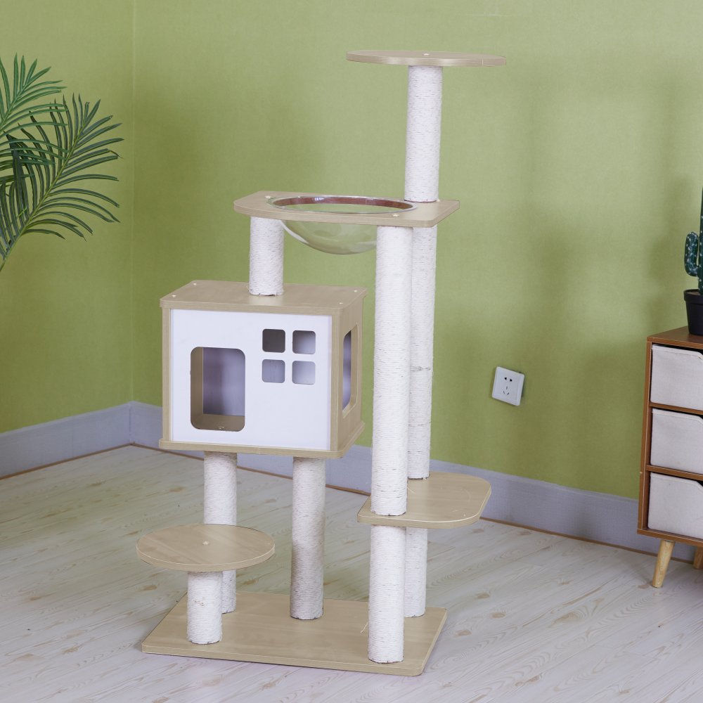 מתקן גירוד 6 קומות לאב עם תיבה בצורת בית וקערת רביצה שקופה