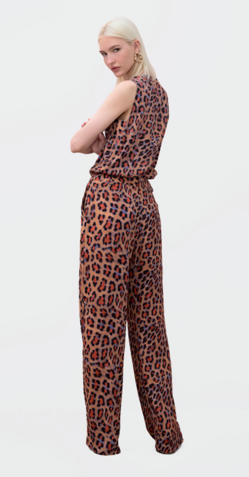 Miniatura: Top con collo rotondo e stampa animalier