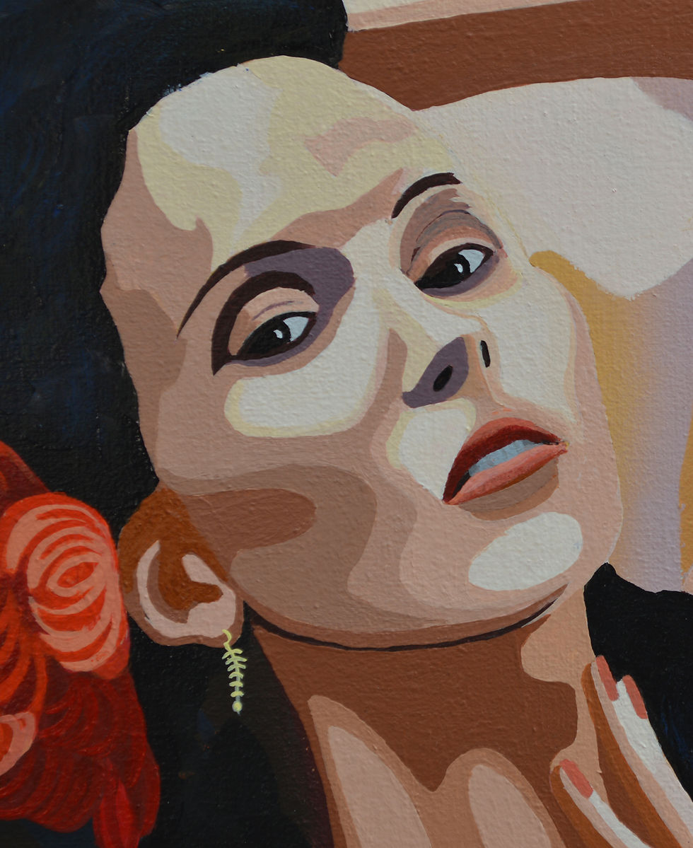 Thumbnail: Flamingo danser, Original painting by Volkvard, Jorgen Folkersen, detail view