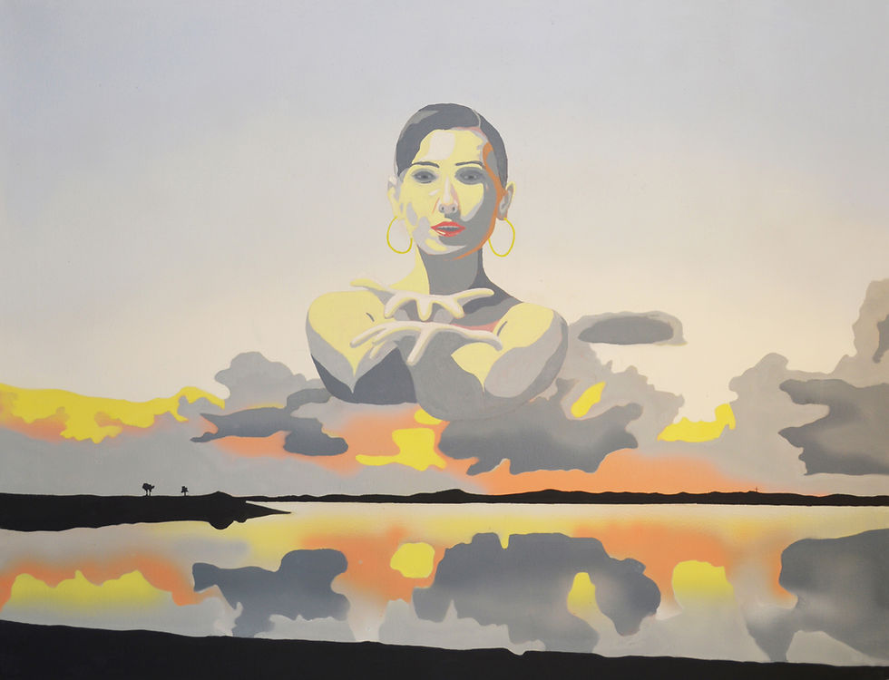 Thumbnail: Woman in the clouds, Original painting by Volkvard, Jorgen Folkersen, Front view