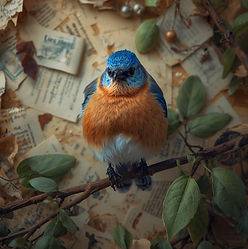 BLUE BIRD IN WILLOW TREE WITH PILE OF DOCMUENS (1).jpg
