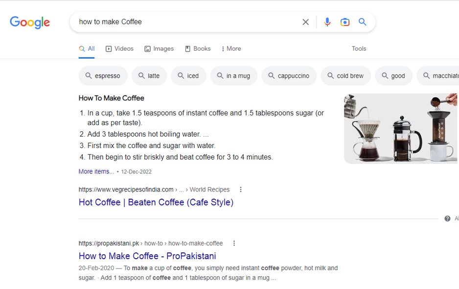 Google Featured Snippet example at SEO HOW 