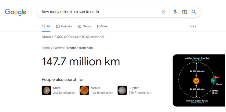 Featured snippet example of Rich Response that appears on the top in the google search results