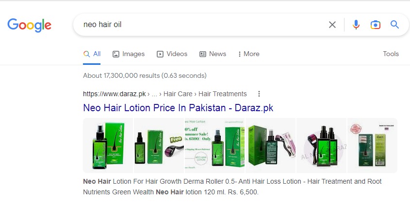 Featured snippet example of Image that appears on the top in the google search results