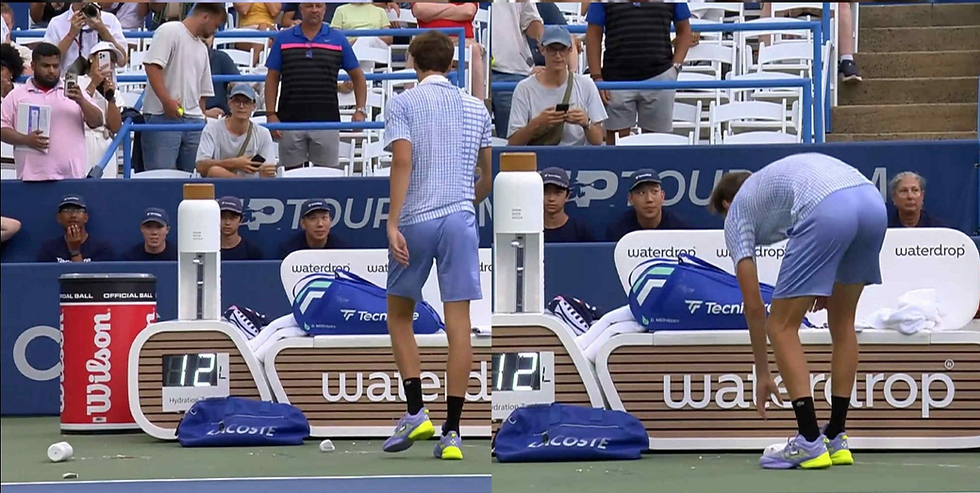 Daniil Medvedev loses the plot. (@Olly_Tennis/X)