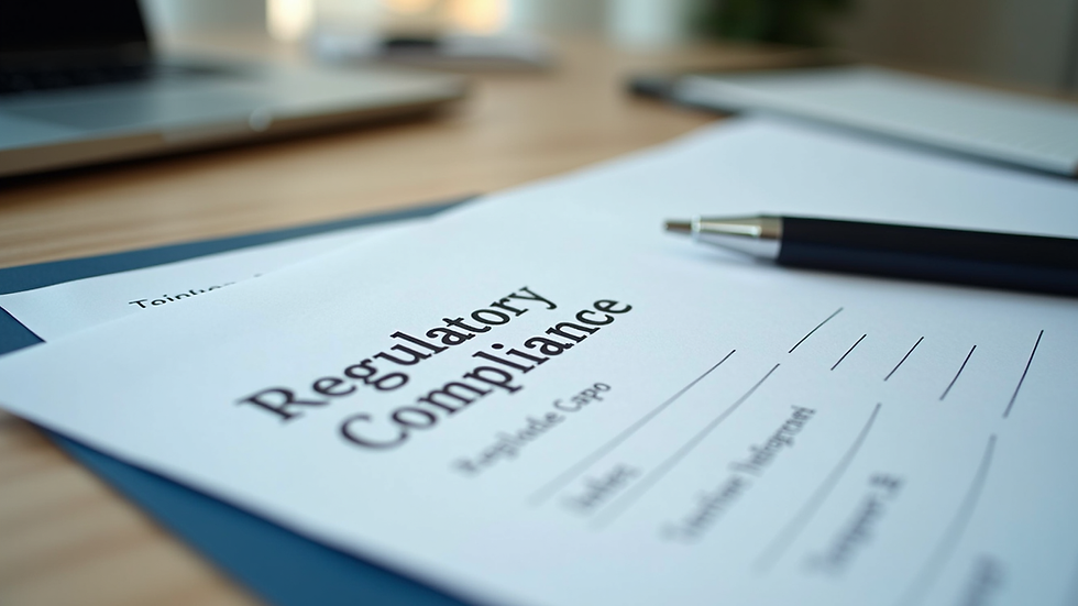 Eye-level view of a regulatory compliance document on a desk