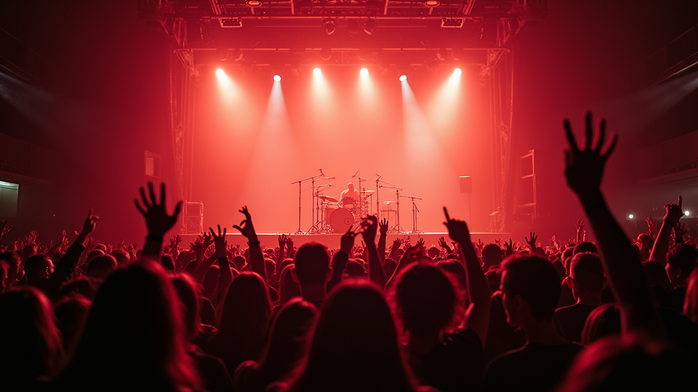 High angle view of a stage during a metal concert