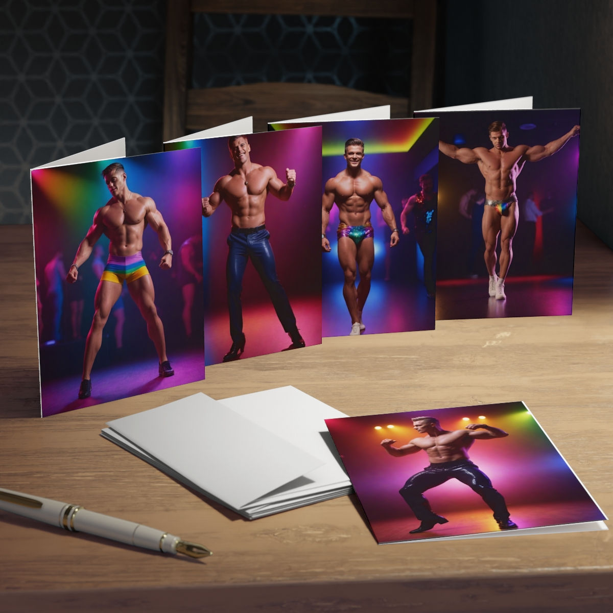 Greeting Card Set - Muscle Hunks , 5-Pack