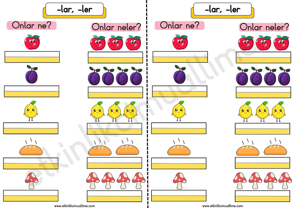 "-lar, - ler" Eki Etkinliği | 1. Sınıf