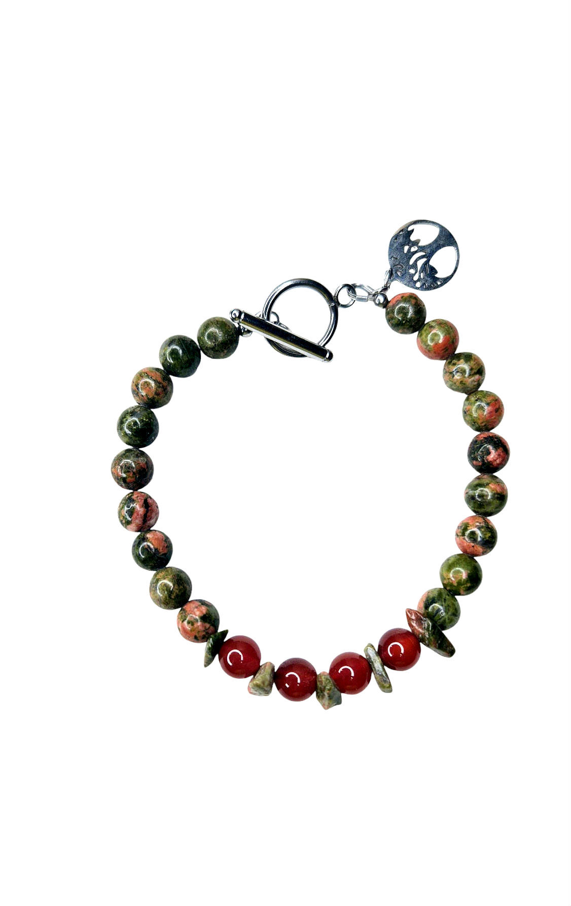 Unisex Unakite and Agate Beads