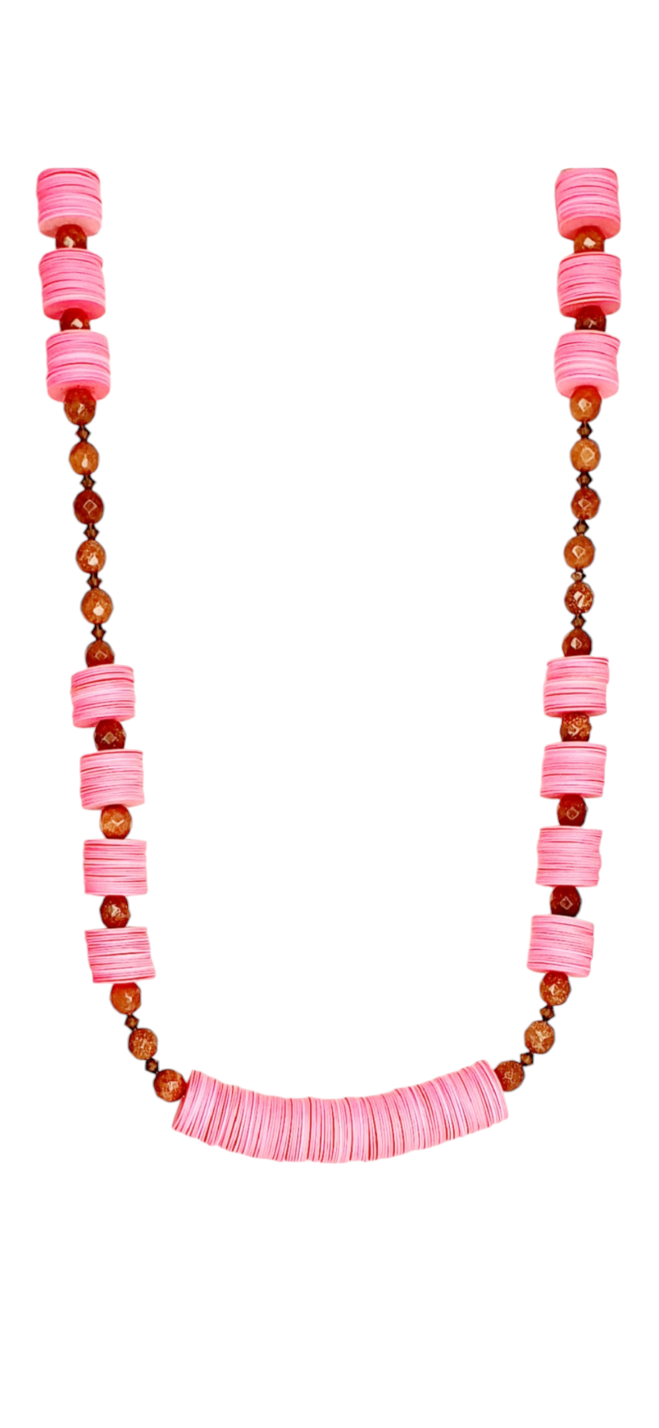 Thumbnail: 2 Pcs Pink Vinyl Necklace Set 