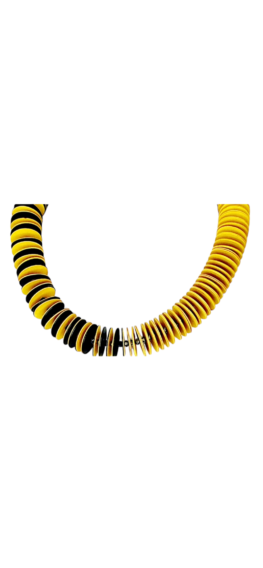 Thumbnail: 2 Pcs  Yellow & Black Vinyl Necklace Set 