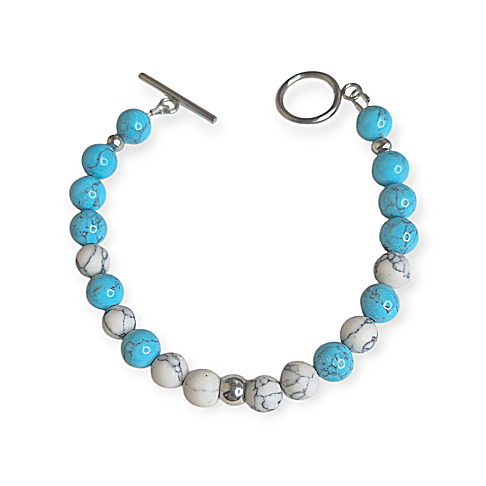 Unisex Turquoise and Matte Marble Beads