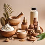 lotions and skin care products with mortar and pestle and earthy natural elements.jpg