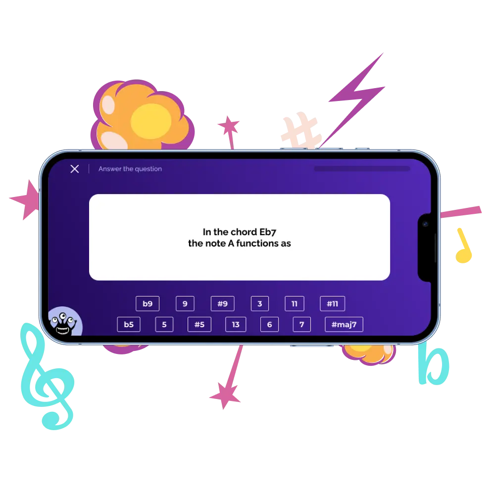 Learn music theory with the Grokit Guitar App - The screen of guitar theory learning app