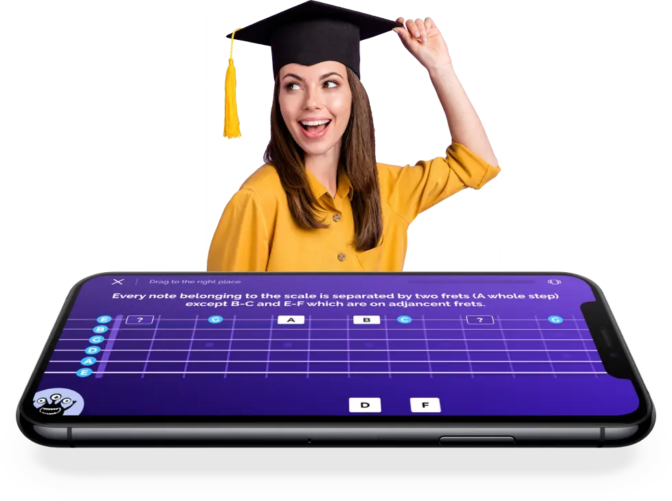 Student learn music theory with app