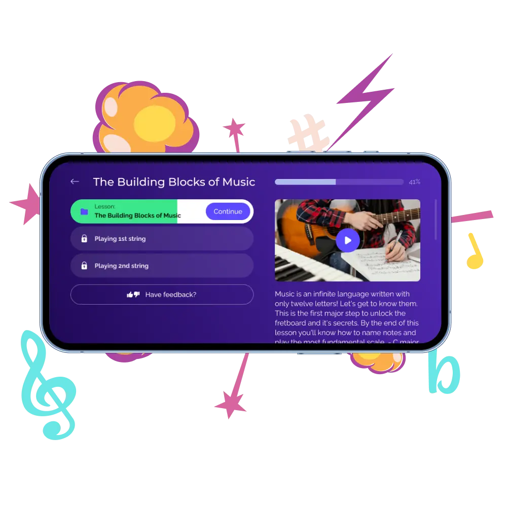 Learn music theory with the Grokit Guitar App - The Screen of the App