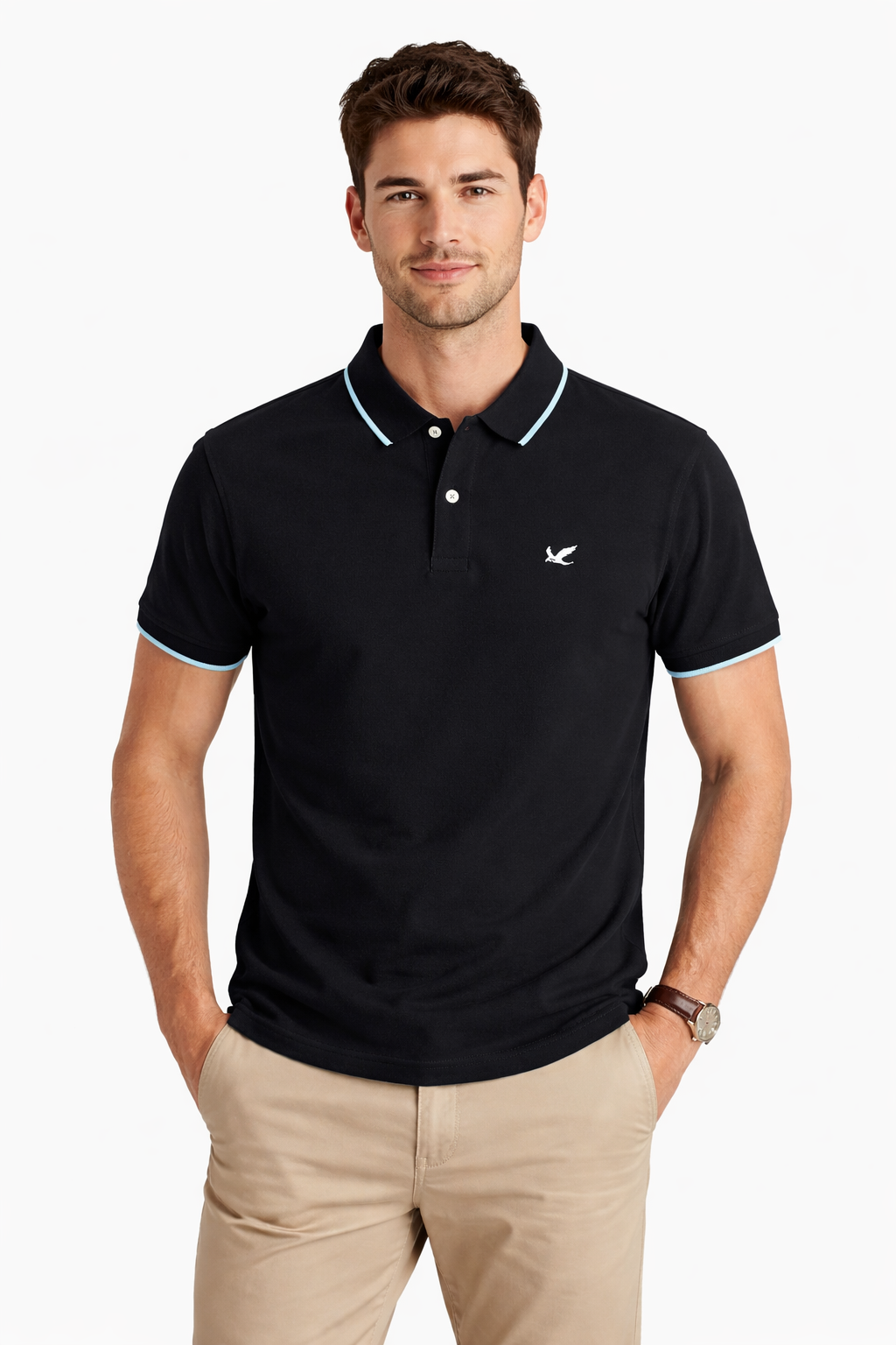 Cotton Polo Black Tshirt