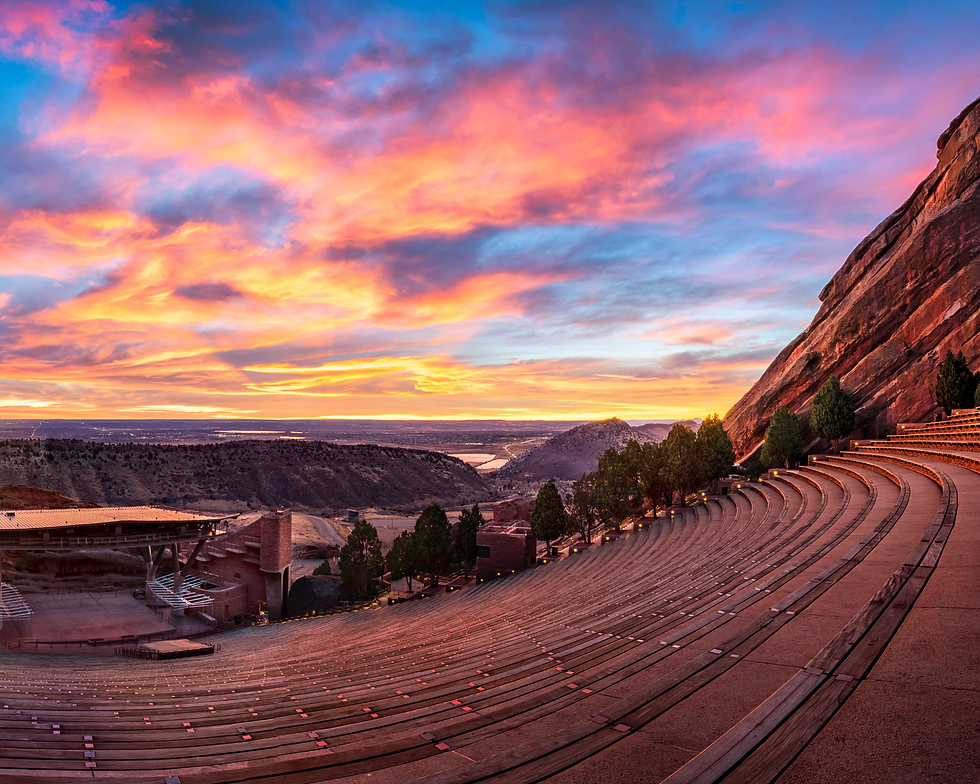 The amphitheater may be famous for its evening performances, but sunrise shifts the focus back to the landscape itself. Without the stage lights or crowds, it's easier to appreciate why this remarkable setting became extraordinary in the first place. Red Rocks Amphitheater at Sunrise by Adam-Springer from Getty Images