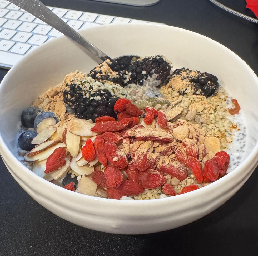 Morning breakfast: Chia seed pudding with nuts, fruits and seeds!