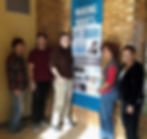 Installation of the permanent exhibition Anne designed for the Civil Rights Heritage Center in South Bend, Indiana (USA) in 2013. From left to right: University of Notre Dame students Tre Carden and Kevin Melchiorri, CRHC Asst. Director, Curator George Garner, Anne, and Natatorium Community Com. Chair Alma C. Powell.