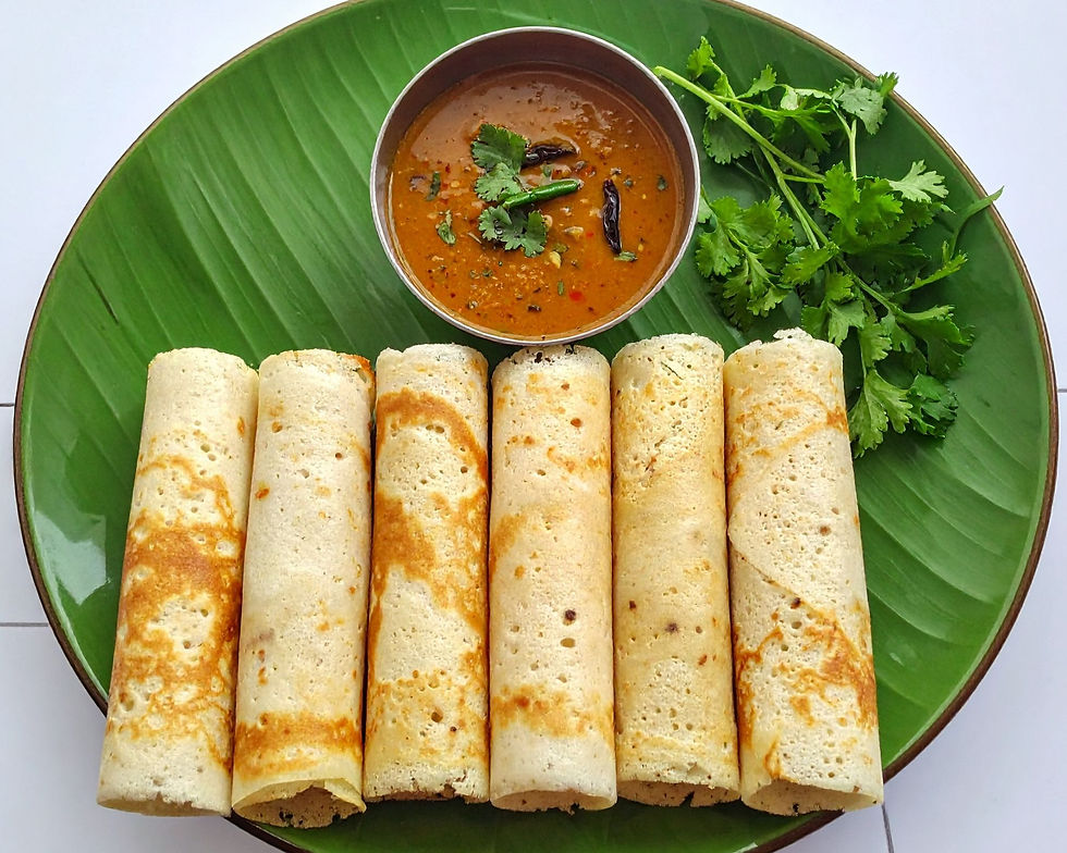 Neer Dosa with Sambar on Banana Leaf by TrueCreatives