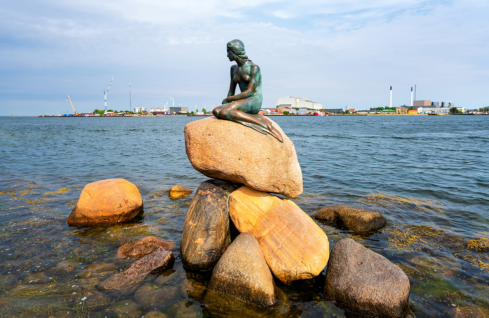 Little Mermaid Statue at Langelinie in Copenhagen, Denmark
