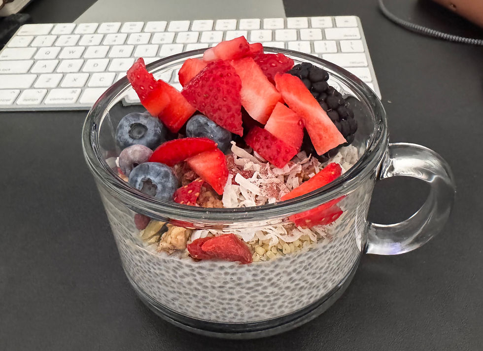 Chia seed cup for dessert - It has everything, just a smaller quantity in the evening, when you are craving something sweet!