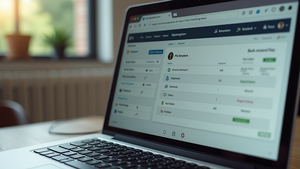 Close-up view of a laptop screen showing a real estate flashcard app with progress tracking