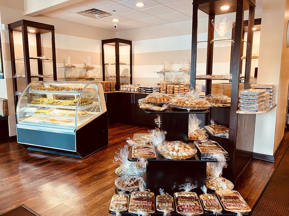 Libanais Resturant bakery section with wrapped sweets