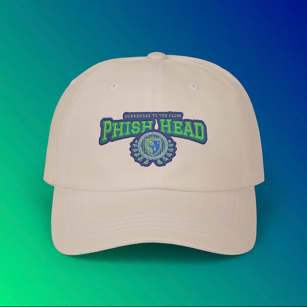 Thumbnail: Phish Head hat with green and blue logo. Classic Phish Head Collegiate Golf Cap, My Site 1