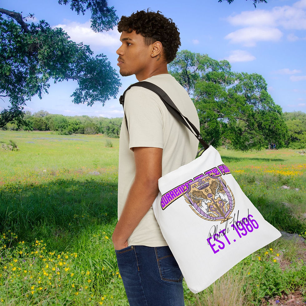 Thumbnail: Fun Ph*ish Head "Surrender to the Flow" Adjustable Tote, 18", Eco-Friendly, Gift