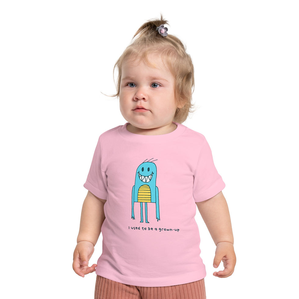 Thumbnail: Toddler in pink shirt with monster graphic and text. My Site 1