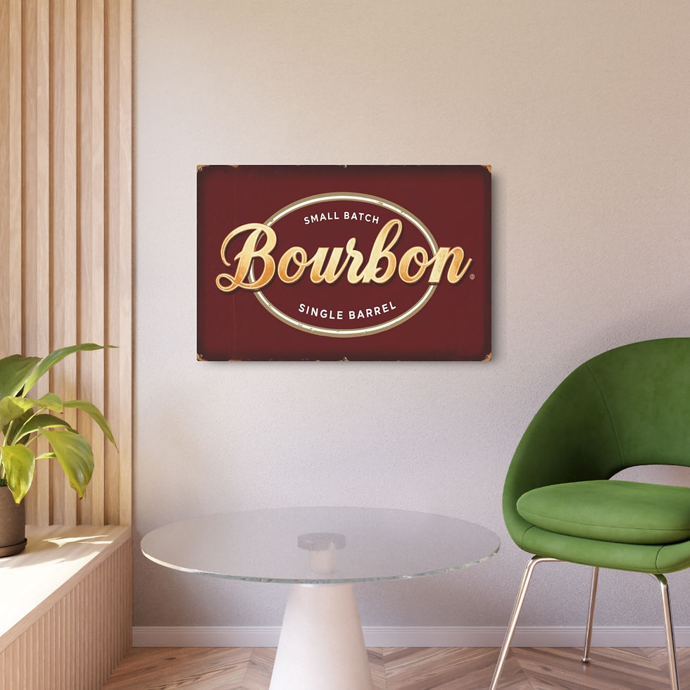 Thumbnail: Rustic "Bourbon" Metal Art Sign, 30" x 20" Home Bar Decor for Bourbon Lovers