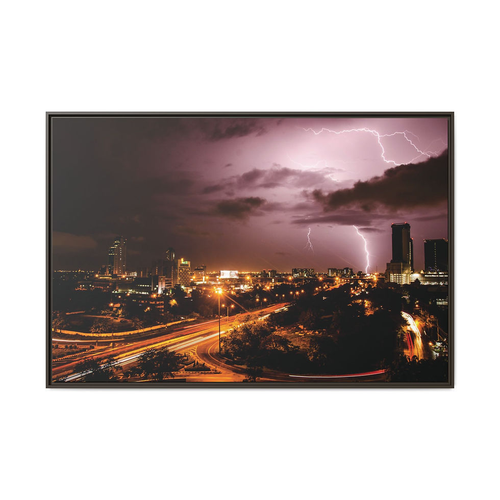 Thumbnail: Lightning Strikes Twice 40" x 60" Canvas Matte Print, Amazing Urban Home Decor